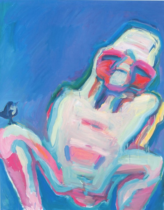 LASSNIG, MARIA Blaue Figur mit Vglein, 2000